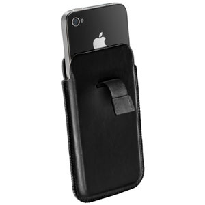Pochette de transport iPhone 4S / 4 Cellular Line Elegance ID - Noire (entrouverte)