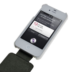 Slimline Carbon Fibre Style Flip Case for iPhone 4S / 4 - White