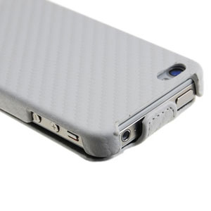 Slimline Carbon Fibre Style Flip Case for iPhone 4S / 4 - White
