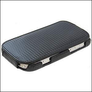 SlimLine Carbon Fibre Flip Case For BlackBerry Bold 9900 - Black