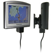 Charge and use your TomTom One V3 safely in your vehicle with this Brodit active holder with tilt swivel.