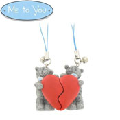 ME TO YOU BEAR DOUBLE HEART TWIN PACK PHONE CHARM
