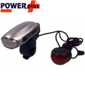Wind-up bike LED light set featuring flashing rear red light - never run out of battery power again.