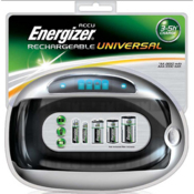Energiser Universal Battery charger with connections for  AA, AAA, C, D and 9V batteries.