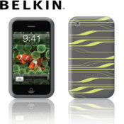 Belkin iPhone 3GS / 3G Silicone Sleeve With Laser Etching -  Grey / Grapefruit