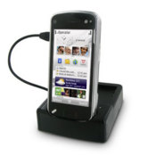 Desktop cradle for charging and synchronising your Nokia N97 plus an additional battery.