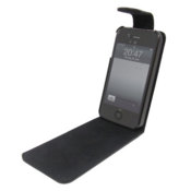 iPhone 4S / 4 Leather Style Flip Case - Black