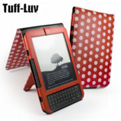 Tuff-Luv Juss-Luv Polka Faux Leather Case & Stand for Amazon Kindle Keyboard - Red/Pink