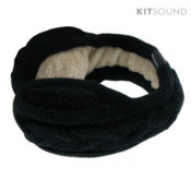 KitSound Knitted Ear Muff Headphones with Mic - Black