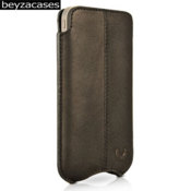 Beyzacases SlimLine Stitches Leather Case for iPhone 4S/4 - Vintage Black