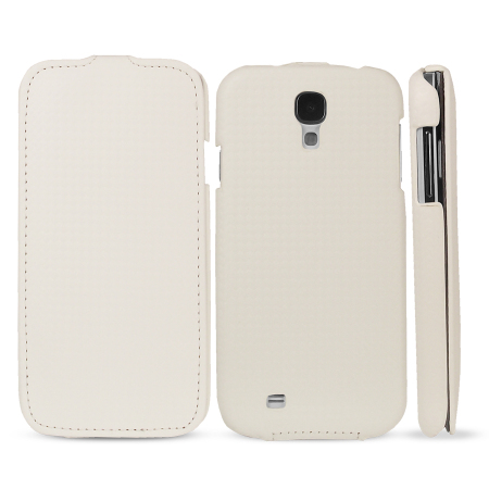 Carbon Fibre Style Flip Case For Samsung Galaxy S4 White