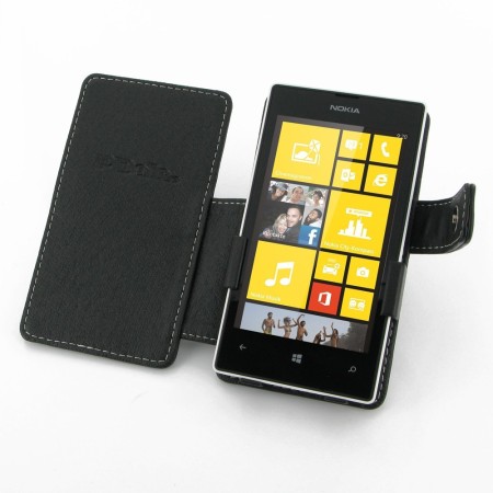 Pdair Nokia Lumia 525 / 520 Leather Book Case - Black