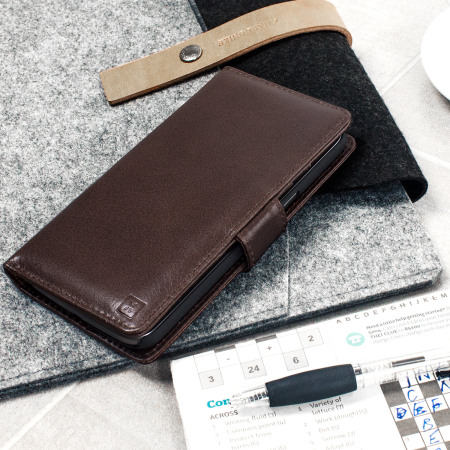 Olixar Genuine Leather Moto G4 Wallet Stand Case