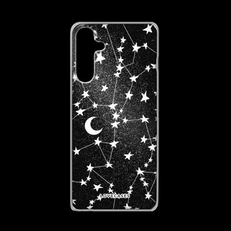 LoveCases White Stars Moons Glitter Case For Samsung Galaxy A55 5G