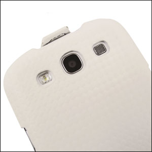 Slimline Carbon Fibre Style Flip Case Samsung Galaxy S3 - White