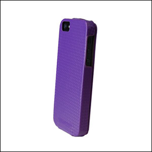 Slimline Leather Style iPhone 5 Flip Case - Purple
