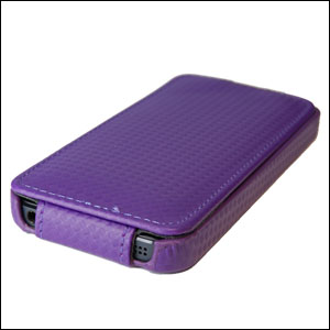 Slimline Leather Style iPhone 5 Flip Case - Purple