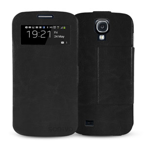 Sonivo Sneak Peak Leather Case for Samsung Galaxy S4 - Black