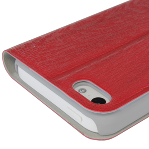 Grainz Wood Grain Folio Case For Apple iPhone 5C - Coral