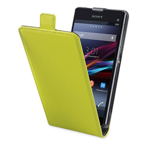 Muvit Slim Leather Style Flip Case for Sony Xperia Z1 Compact - Lime