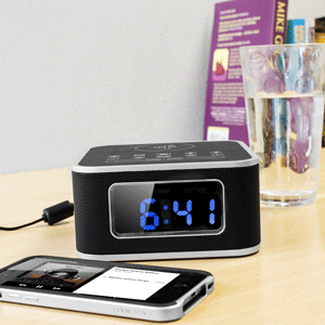 Qi-Tone S1 Alarm Clock Bluetooth Speaker with Qi Charging - Black