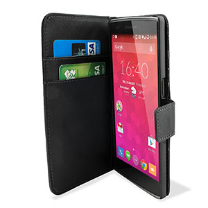 Adarga Leather-Style Wallet Stand Case for OnePlus One - Black