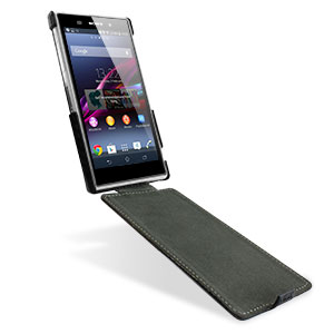 Slimline Carbon Fibre-Style Xperia Z1 Vertical Flip Case