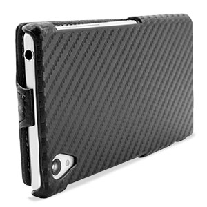 Slimline Carbon Fibre-Style Xperia Z1 Vertical Flip Case