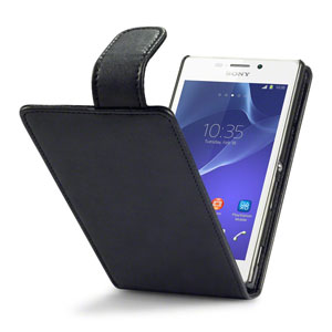 Qubits Leather Style Sony Xperia M2 Wallet Flip Case - Black