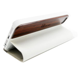 Uunique Textured Leather Case With Wooden Panel for iPhone 5S/5 - Black