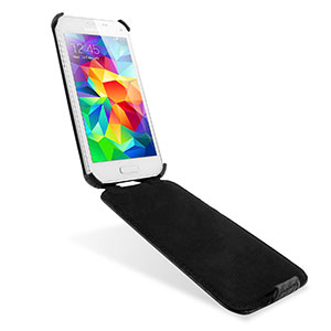 Encase Slimline Carbon Fibre-Style Galaxy S5 Mini Vertical Flip Case