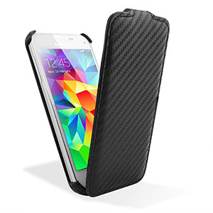 Encase Slimline Carbon Fibre Style Galaxy S5 Mini Vertical Flip Case