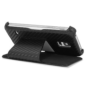 Encase Slimline Carbon Fibre Style Galaxy S Mini Horizontal Flip Case