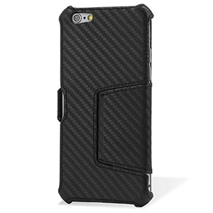 Encase Carbon Fibre-Style iPhone 6 Plus Wallet Case with Stand - Black