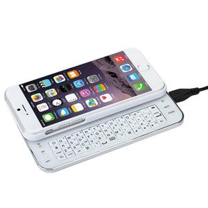 Ultra-Thin Wireless Sliding Keyboard Case for iPhone 6 - White