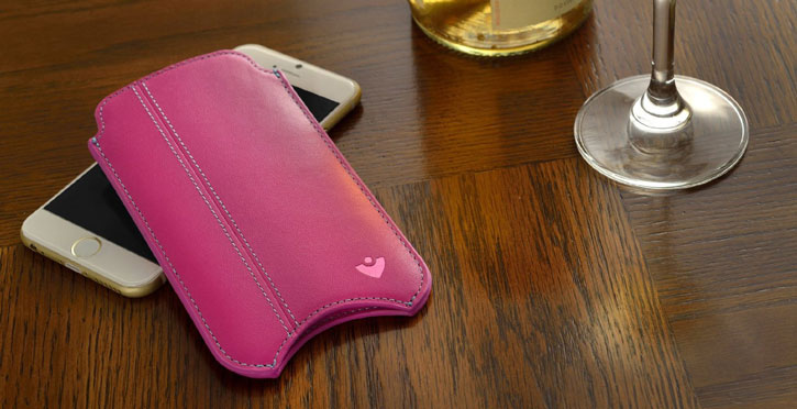 NueVue Leather iPhone 6 Cleaning Case - Pink w/ Green