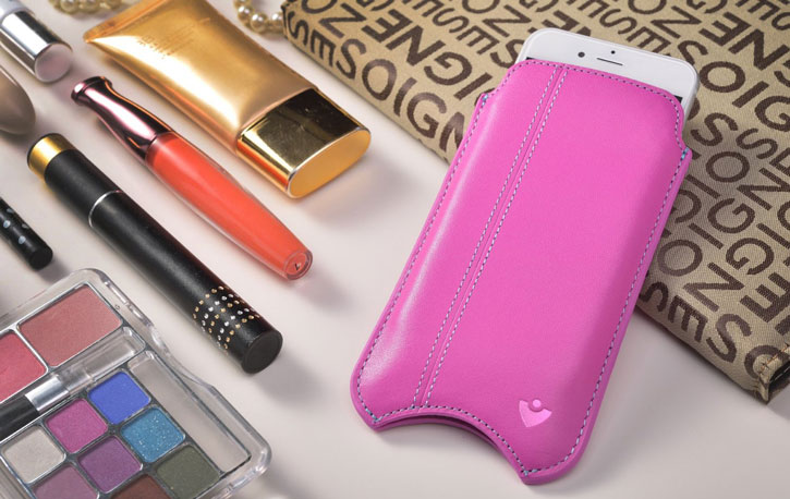 NueVue Leather iPhone 6 Cleaning Case - Pink w/ Green