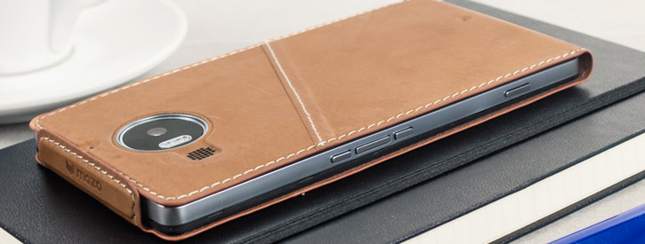 Mozo Microsoft Lumia 950 XL Genuine Leather Flip Cover - Cognac