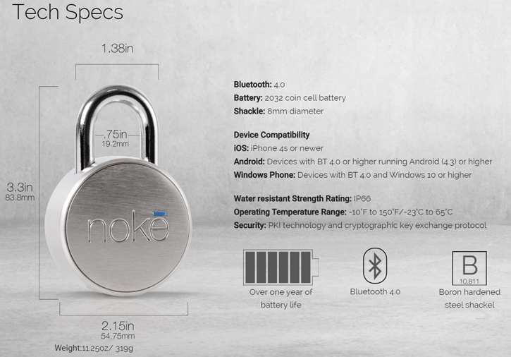 Noke App-Controlled Smart Padlock