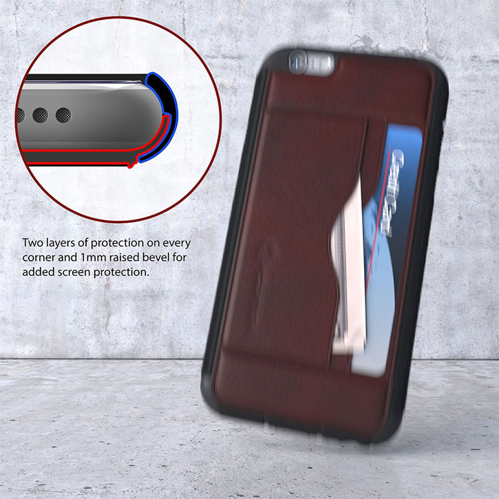 Ghostek Stash iPhone 6S / 6 Genuine Leather Wallet Case - Dark Brown