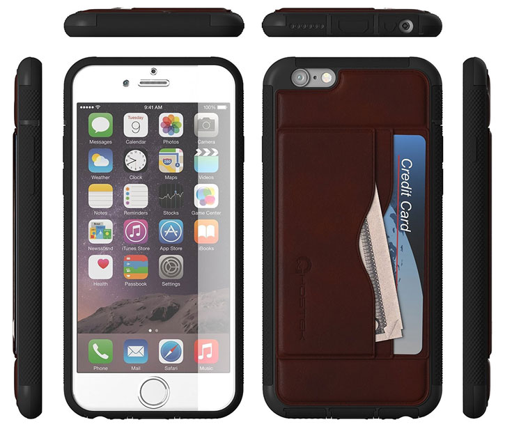 Ghostek Stash iPhone 6S / 6 Genuine Leather Wallet Case - Dark Brown