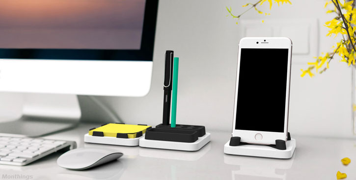 Monthings 3-in-1 Desktop Storage and Smartphone Stand