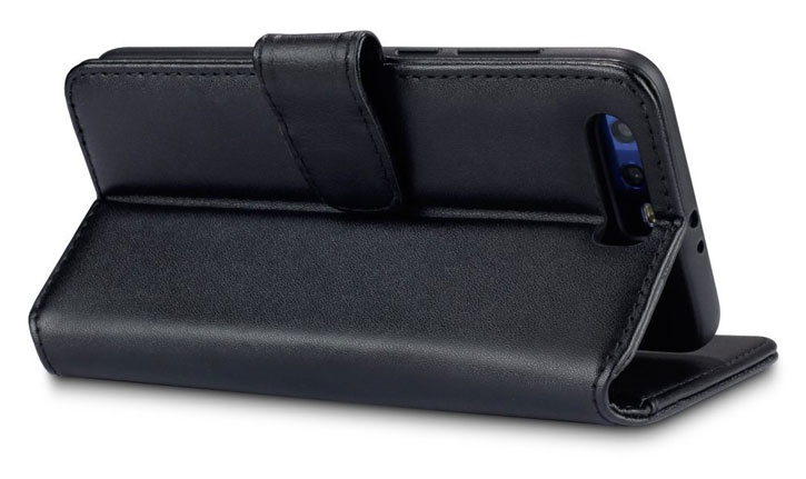 Genuine Leather Huawei Honor 9 Flip Wallet Case - Black