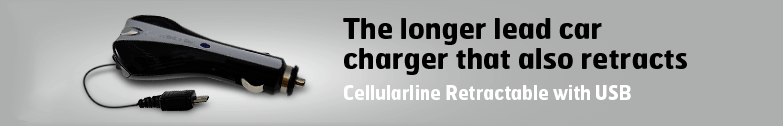 Cellular Line Retractable Car Charger with USB port - microUSB