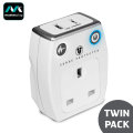 Masterplug Surge Protected 2.1A USB & Mains Charger Twin Pack - White