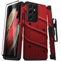 Zizo Bolt Red Case And Screen Protector - For Samsung Galaxy S21 Ultra