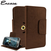 Encase Rotating 4 Inch Leather-Style Universal Phone Fodral - Brun