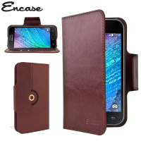 Encase Rotating Leather-Style Galaxy J1 2015 Wallet Case - Brown