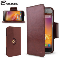 Encase Rotating Leather-Style ZTE Blade D6 Wallet Case - Brown