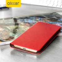 Olixar Leather-Style LG G5 Wallet Case Tasche Rot